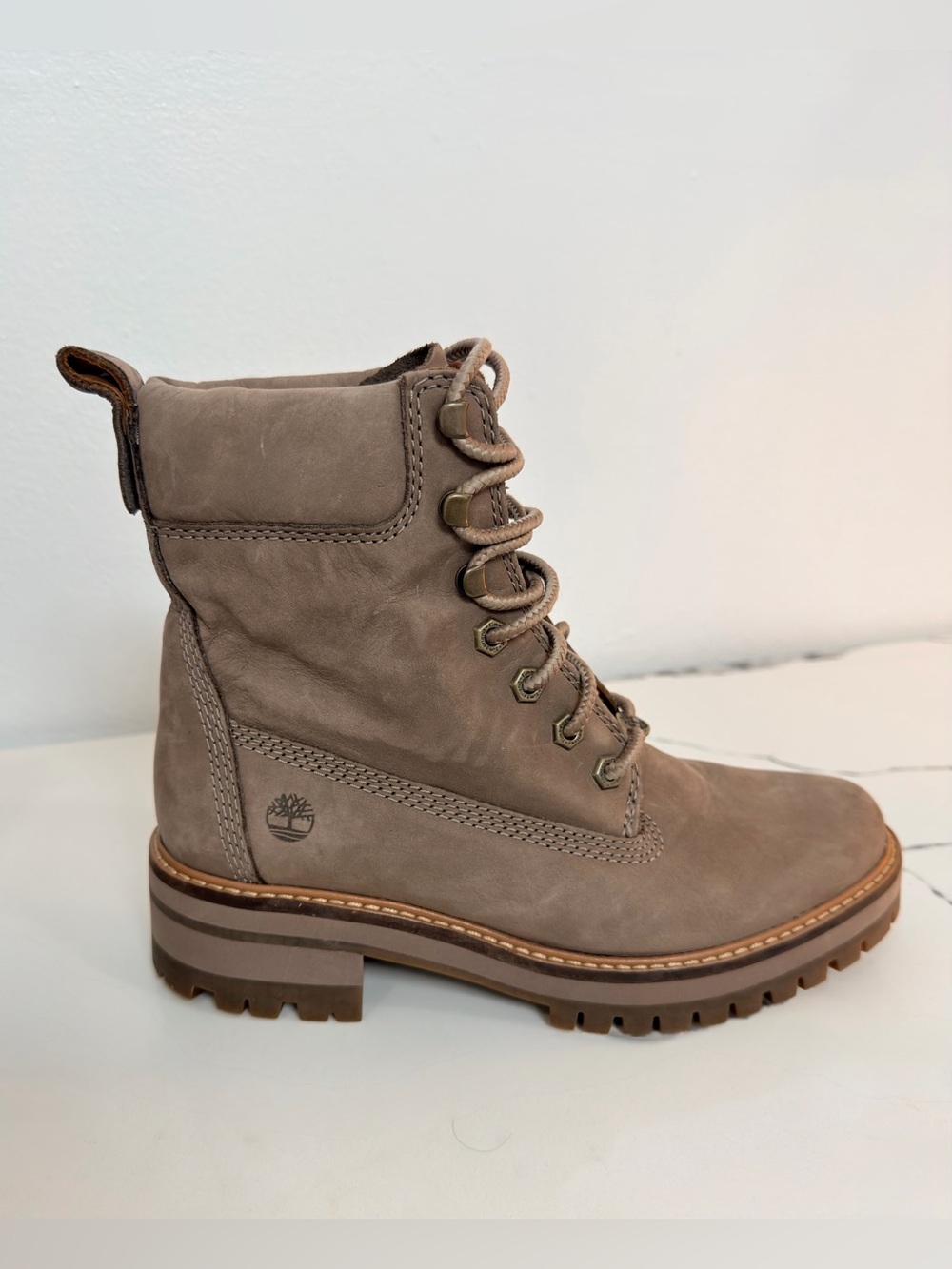 Timberland Women's Taupe Lace-Up Nubuck Ankle Boot